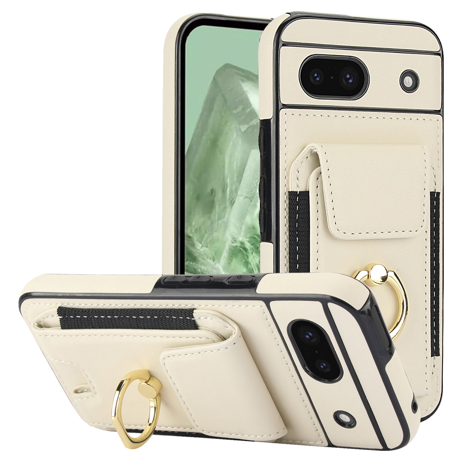 For Google Pixel 8a Kickstand Case PU Leather+TPU Phone Cover with Card Slots For Google Pixel 8a Kickstand Case PU Leather+TPU Phone Cover with Card Slots
